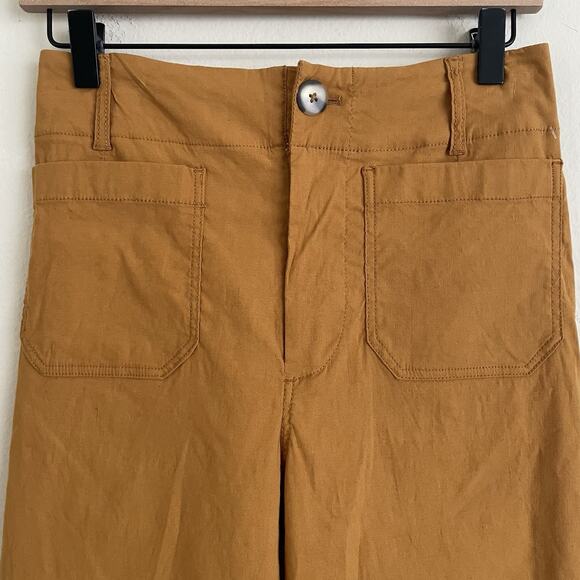 Anthropologie Maeve The Colette Crop Wide-Leg Pants Size 26 Ochre Mustard - Picture 5 of 7